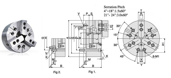 LC-3BA Series 3-JAW Wedge Type Through-Hole Power Chuck (With adaptor)